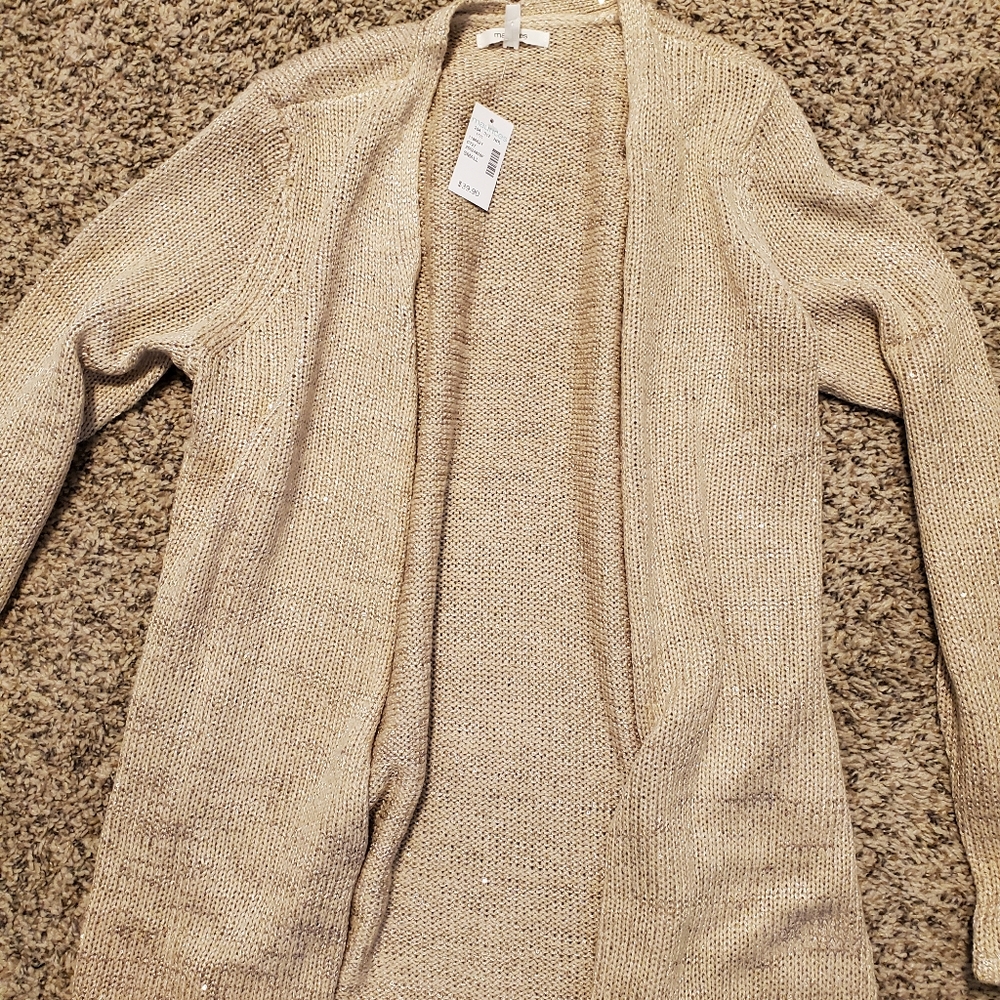 Maurices Sparkly Beige Cardigan S